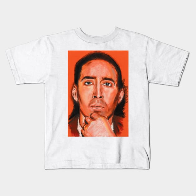 Nicolas Cage Kids T-Shirt by Svetlana Pelin